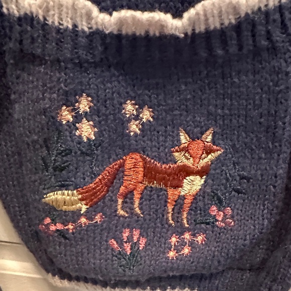 Embroidered Navy Cardigan Sweater - Picture 2 of 4